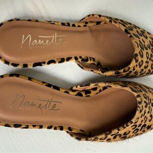 Nannette Leopard-Print Pointed Toe Flats - Tan/Black